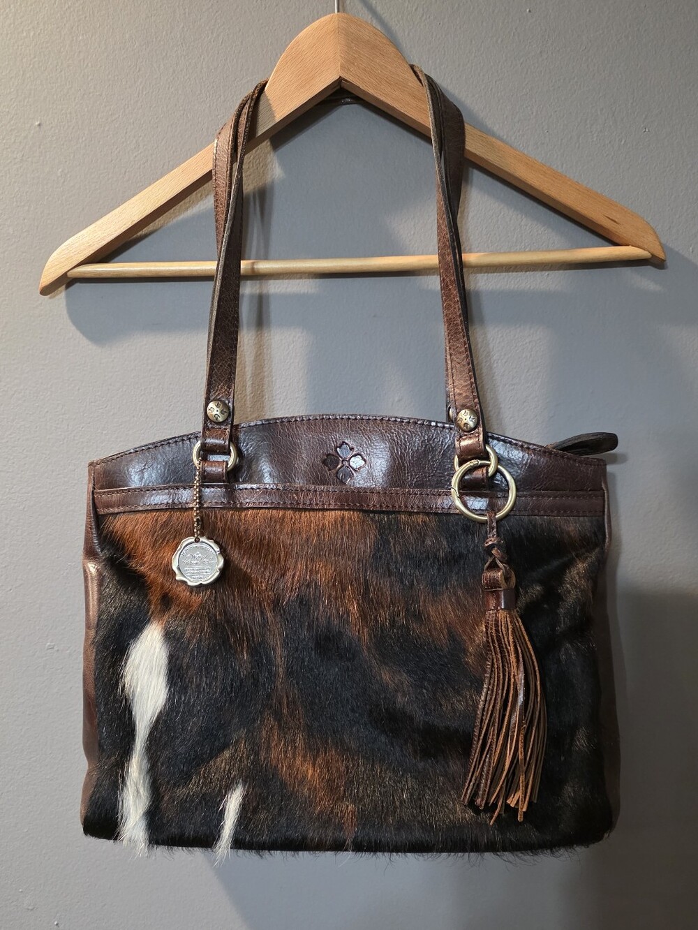 Patricia‎ Nash 10th Anniversary Cowhair Hide Leather Western Shoulder Handbag